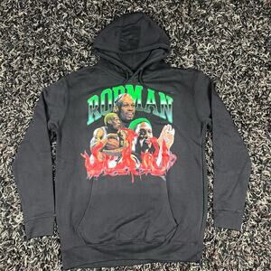 Dennis Rodman Chicago Bulls Graphic Pullover Black Hoodie Men’s Sz M New